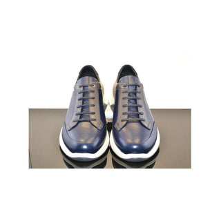 Corrente C037-5569 Men's Shoes Navy Calf-Skin Leather Sneakers (CRT1200)-AmbrogioShoes