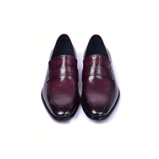 Corrente C0435-6797 Men's Shoes Burgundy Calf-Skin Leather Dress/Formal Loafers (CRT1457)-AmbrogioShoes