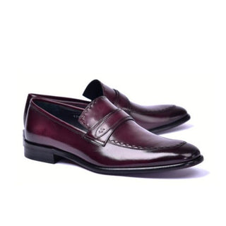 Corrente C0435-6797 Men's Shoes Burgundy Calf-Skin Leather Dress/Formal Loafers (CRT1457)-AmbrogioShoes