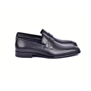 Corrente C0436-6797 Men's Shoes Black Calf-Skin Leather Dress Loafers (CRT1479)-AmbrogioShoes