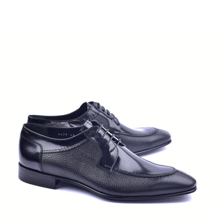 Corrente C052 6477 Men's Shoes Black Calf Skin and Deer Skin Leather Split Toe Lace Up Derby Oxfords (CRT1363)-AmbrogioShoes