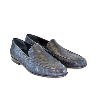 Corrente C11-5604 Men's Shoes Navy Exotic Snake-Skin Slip-On Loafers (CRT1235)-AmbrogioShoes