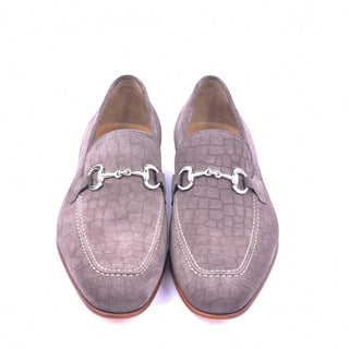 Corrente C11104 4428 Men's Shoes Vizon Crocodile Print / Suede Leather Bit Buckle Loafers (CRT1337)-AmbrogioShoes