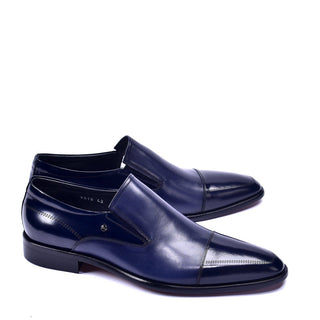 Corrente C1401 3519 Men's Shoes Navy Calf-Skin Cap toe Leather Loafers (CRT1307)-AmbrogioShoes