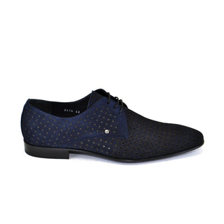 Corrente C148-2414 Men's Shoes Navy Perforated Suede Leather Derby Oxfords (CRT1244)-AmbrogioShoes