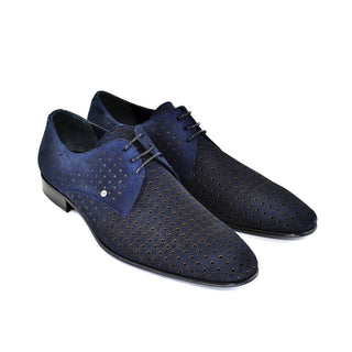 Corrente C148-2414 Men's Shoes Navy Perforated Suede Leather Derby Oxfords (CRTS1244)-AmbrogioShoes