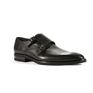 Corrente Men's Shoes Black Calf-Skin Double Monk-Straps Loafers 5235 (CRT1004)-AmbrogioShoes