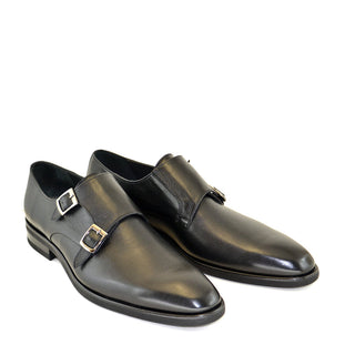 Corrente C158 5235HS Men's Shoes Black Calf-Skin Leather Double Monk-Straps Loafers (CRT1309)-AmbrogioShoes