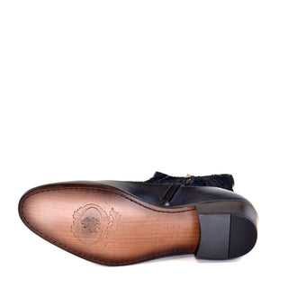 Corrente C202 3273 Men's Shoes Navy Side Zipper Python Boots (CRT1345)-AmbrogioShoes