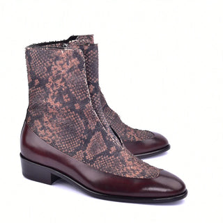 Corrente C203 3273 Men's Shoes Multi Brown Side Zipper Python Boots (CRT1329)-AmbrogioShoes