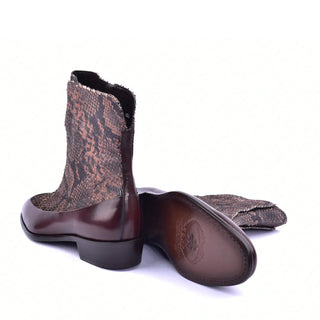 Corrente C203 3273 Men's Shoes Multi Brown Side Zipper Python Boots (CRT1329)-AmbrogioShoes