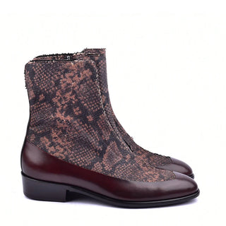 Corrente C203 3273 Men's Shoes Multi Brown Side Zipper Python Boots (CRT1329)-AmbrogioShoes