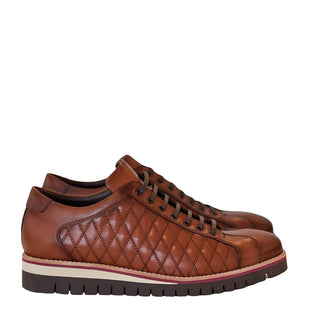 Corrente C21101 4005 Men's Shoes Brown Side Quilted Leather Fashion Sneakers (CRT1433)-AmbrogioShoes