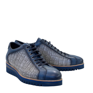 Corrente C213 4005 Men's Shoes Blue Side Calf Skin Leather Fashion Sneakers (CRT1434)-AmbrogioShoes