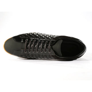 Corrente Men's Shoes Black Rubber / Texture Sewed Calf-Skin / Suede Leather Sneakers 4005 (CRT1037)-AmbrogioShoes