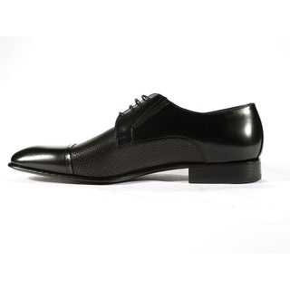 Corrente Men's Shoes Black Texture / Calf-Skin Leather Oxfords 4745 (CRT1039)-AmbrogioShoes