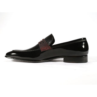 Corrente Men's Shoes Black Texture Print / Patent Leather Loafers 3711-HS (CRT1036)-AmbrogioShoes