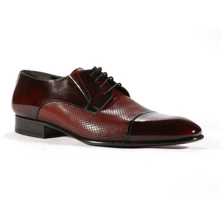 Corrente Men's Shoes Burgundy Texture / Calf-Skin Leather Oxfords 4745 (CRT1040)-AmbrogioShoes