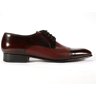 Corrente Men's Shoes Burgundy Texture / Calf-Skin Leather Oxfords 4745 (CRT1040)-AmbrogioShoes