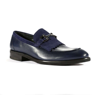 Corrente Men's Shoes Navy Blue Calf-Skin and Suede Leather Loafers 5454 (CRT1006)-AmbrogioShoes