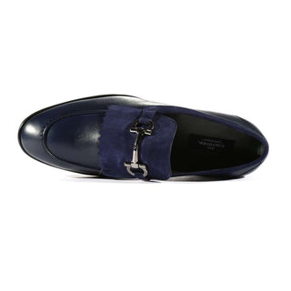 Corrente Men's Shoes Navy Blue Calf-Skin and Suede Leather Loafers 5454 (CRT1006)-AmbrogioShoes