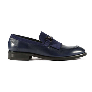Corrente Men's Shoes Navy Blue Calf-Skin and Suede Leather Loafers 5454 (CRT1006)-AmbrogioShoes