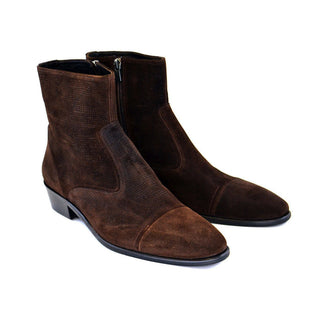 Corrente Nevada Men's Shoes Brown Lizard Print / Suede Leather Boots 1547 (CRT1048)-AmbrogioShoes