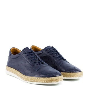 Corrente P00012 Men's Shoes Navy Monaco Genuine Ostrich Leather Fashion Sneakers (CRT1349)-AmbrogioShoes