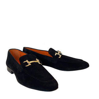 Corrente P000654 6472 Men's Shoes Black Soft Suede Leather Bit Buckle Loafers (CRT1419)-AmbrogioShoes