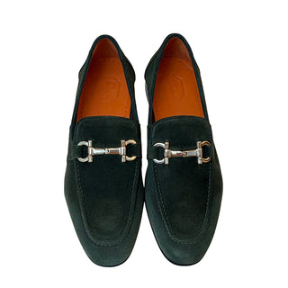 Corrente P000657 6472 Men's Shoes Green Soft Suede Leather Bit Buckle Loafers (CRT1422)-AmbrogioShoes