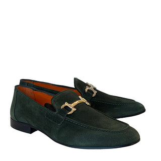 Corrente P000657 6472 Men's Shoes Green Soft Suede Leather Bit Buckle Loafers (CRT1422)-AmbrogioShoes