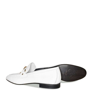 Corrente P000667 5229 White Leather with Medusa Ornament Slip On Loafers (CRT1431)-AmbrogioShoes
