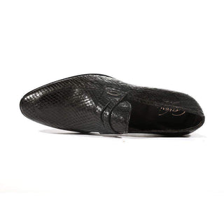 Corvari Designer Mens Shoes Rio Black Snake Textured Leather Loafers (COR1005)-AmbrogioShoes