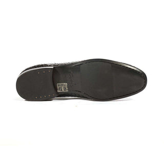 Corvari Designer Mens Shoes Skipper Black Woven Leather Moccasin (COR1007)-AmbrogioShoes