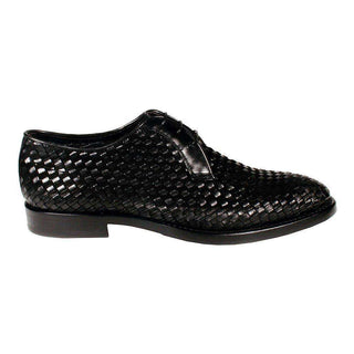 Corvari Designer Mens Shoes Skipper Camoscio Black Woven Leather and Suede Oxfords (COR1006)-AmbrogioShoes