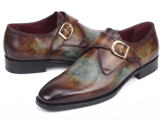 Paul Parkman green and brown single monkstrap shoe - view 3