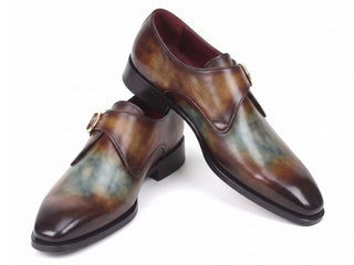 Paul Parkman green and brown single monkstrap shoe - view 4