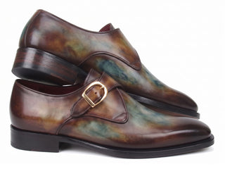 Paul Parkman green and brown single monkstrap shoe - view 5