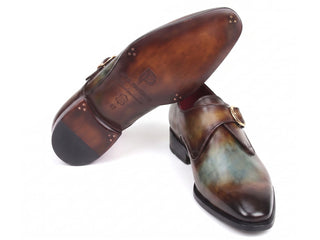 Paul Parkman green and brown single monkstrap shoe - view 6