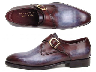 Paul Parkman blue and Bordeaux single monkstrap shoe - view 1