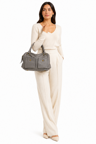 Dellamoda Olivia Leather Satchel Handbag