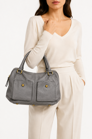 Dellamoda Olivia Leather Satchel Handbag