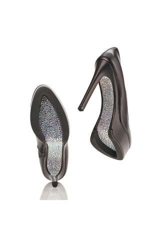 Delourier Lambskin Leather Crystalized High-Heel Flatform (DLR1000)