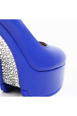 Delourier Lambskin Leather Crystalized High-Heel Flatform (DLR1000)