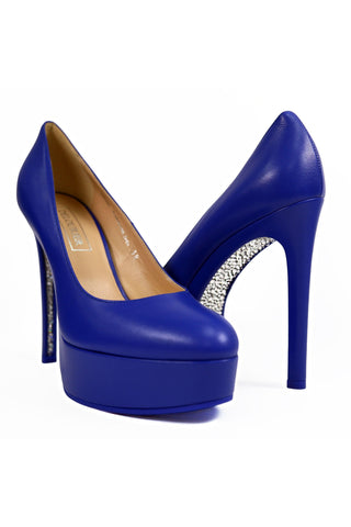 Delourier Lambskin Leather Crystalized High-Heel Flatform (DLR1000)