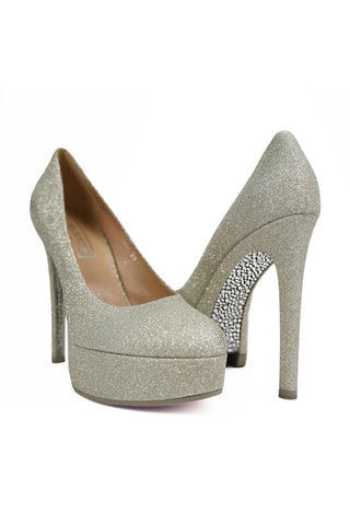 Delourier Lambskin Leather Crystalized High-Heel Flatform (DLR1000)