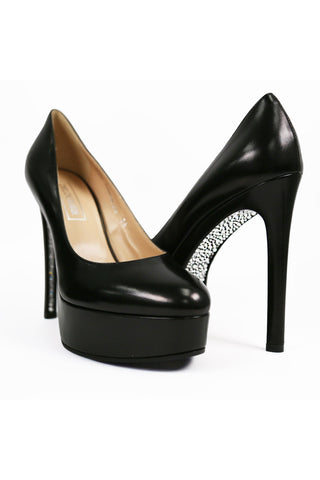Delourier Lambskin Leather Crystalized High-Heel Flatform (DLR1000)