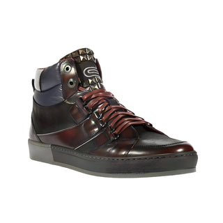 Dico by Corvari Mens Dover Bordo Burgundy Zippered High-Top Sneakers (COR1016)-AmbrogioShoes