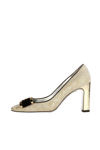 Dolce & Gabbana 4273 Beige & Brown Velvet / Glitter Fabric Slip-On Pump (DGW22)-AmbrogioShoes