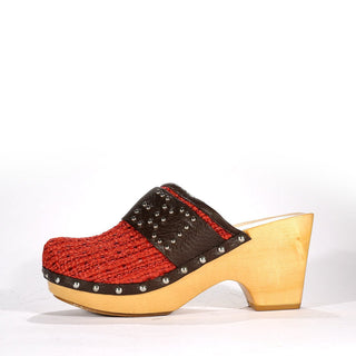 Dolce & Gabbana 4412 Red & Brown Wedge Straw / Calf-Skin Leather High-Heel Sandals (DGW40)-AmbrogioShoes